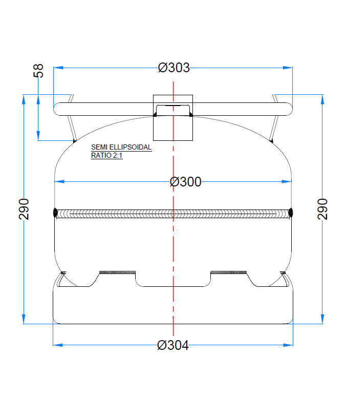 Design of 5.5 Kg LPG Camping Cylinder 13L-Type 3 with Dimensions